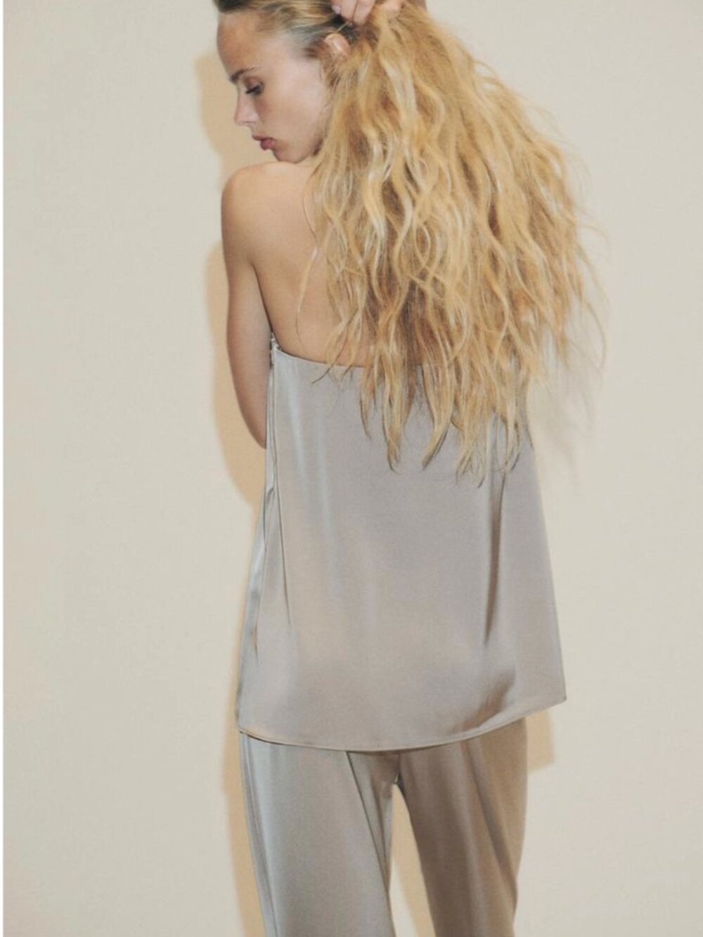 ZARA Satin Tube Top | Strapless Bandeau | Taupe Sage | NWT | Size M, L & XXL - Picture 3 of 10